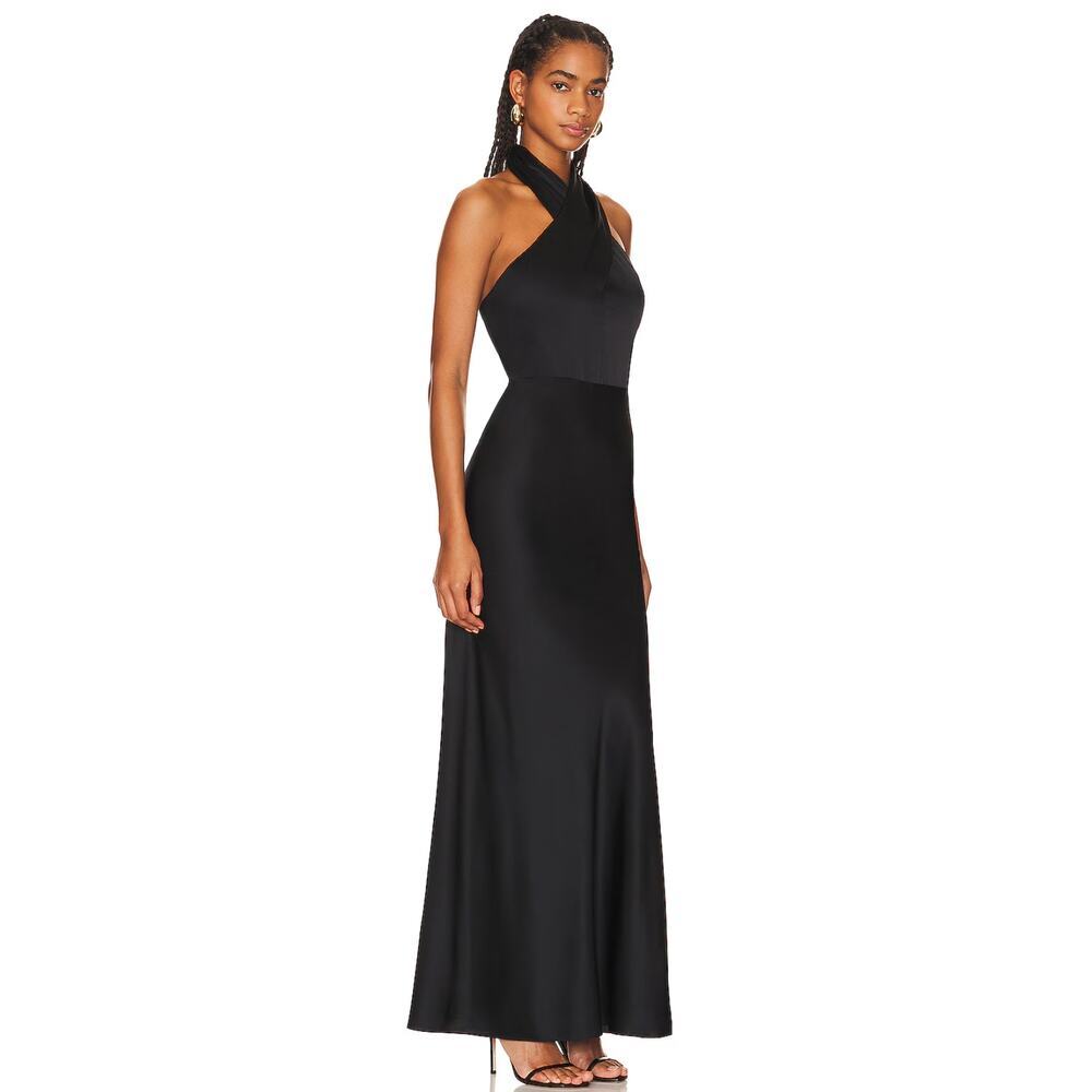 B55 Veronica Beard Alberta Silk Evening Gown Dress 8 Halter Long Wedding Guest - Picture 4 of 13